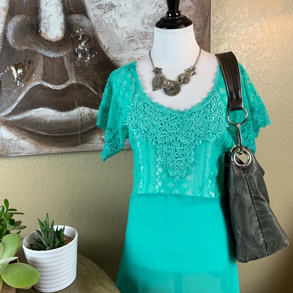 BKE Tops - BKE Boutique Mint Green Lacey Blouse